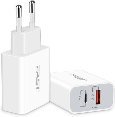 European Travel Plug Adapter, 2Pack 20W 2-Port USB C Wall Charger Type C Fast Charging Block International Power Adapter US to Europe EU for iPhone 15/14/13/12/Pro Max/11/XS/XR/X/8, Samsung, LG, Moto in Saudi Arabia