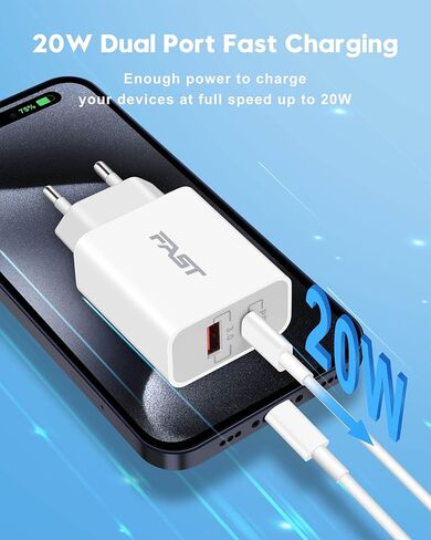 European Travel Plug Adapter, 2Pack 20W 2-Port USB C Wall Charger Type C Fast Charging Block International Power Adapter US to Europe EU for iPhone 15/14/13/12/Pro Max/11/XS/XR/X/8, Samsung, LG, Moto in Saudi Arabia