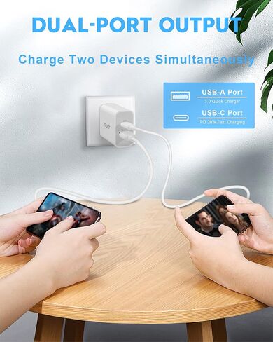 European Travel Plug Adapter, 2Pack 20W 2-Port USB C Wall Charger Type C Fast Charging Block International Power Adapter US to Europe EU for iPhone 15/14/13/12/Pro Max/11/XS/XR/X/8, Samsung, LG, Moto in Saudi Arabia
