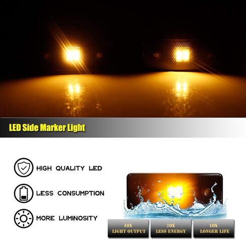 ADIIL Smoked Lens LED Side Marker Light Kit Compatible with 2015-2018 Mercedes W463 G-Class G550 G63 G65 AMG, Replace Front/Back OEM Sidemarker Lamps… (Rear Red Lights) in Kuwait