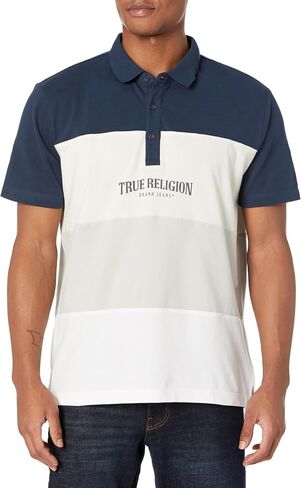 True Religion Men's Short Sleeve 4 Panel Polo Shirt in Saudi Arabia