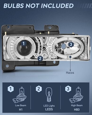 Nilight Headlight Assembly Compatible with 1988 1989 1990 1991 1992 1993 1994 1995 1996 1997 1998 C/K GMC Sierra Blazer Yukon 1994 1995 1996 1997 1998 1999 Tahoe Pickup Replacement,2 Years Warranty in Saudi Arabia