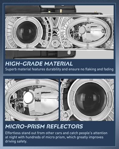 Nilight Headlight Assembly Compatible with 1988 1989 1990 1991 1992 1993 1994 1995 1996 1997 1998 C/K GMC Sierra Blazer Yukon 1994 1995 1996 1997 1998 1999 Tahoe Pickup Replacement,2 Years Warranty in Saudi Arabia