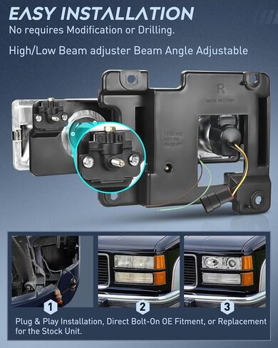 Nilight Headlight Assembly Compatible with 1988 1989 1990 1991 1992 1993 1994 1995 1996 1997 1998 C/K GMC Sierra Blazer Yukon 1994 1995 1996 1997 1998 1999 Tahoe Pickup Replacement,2 Years Warranty in Saudi Arabia