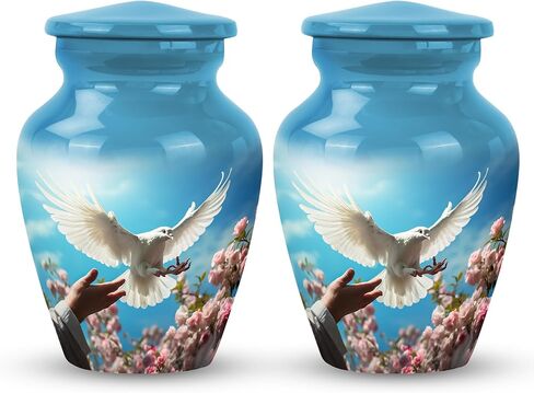 Dove Urns - Ashes Holder - Cremation Urns for Human Ashes Adult Male - Funeral Urn - Cremation Memorial - Urns for Women Human Ashes (Size-3inch,4pcs), Natural, KA-CLS-DOVE-SETOF4 in Kuwait