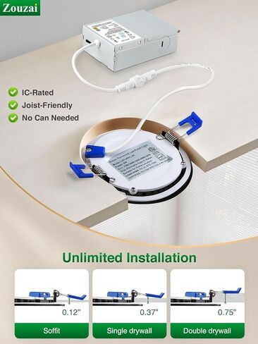 24 Pack 4 Inch Black 5CCT Selectable Ultra-Thin LED Recessed Ceiling Light with Junction Box,9W Eqv 80W, Dimmable, led can Lights - ETL and Energy Star Certified in Kuwait