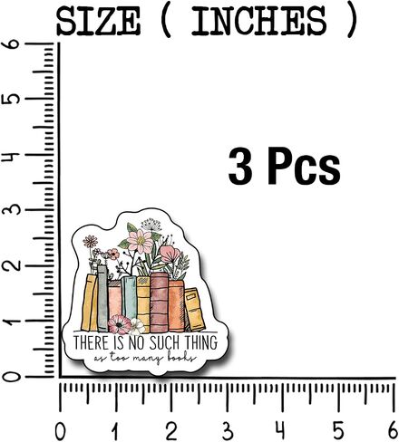 (3Pcs) There is No Such Thing As Too Many Books Sticker, Decorate Books, Laptops, Water Bottles Kindles Stickers, Phones Tumbler Sticker - Waterproof Vinyl 3" Inch in Kuwait