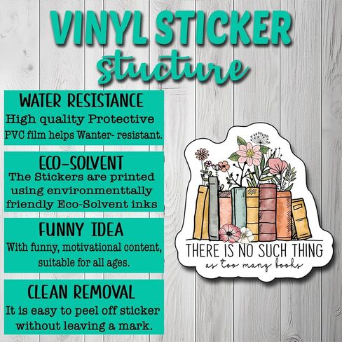 (3Pcs) There is No Such Thing As Too Many Books Sticker, Decorate Books, Laptops, Water Bottles Kindles Stickers, Phones Tumbler Sticker - Waterproof Vinyl 3" Inch in Kuwait