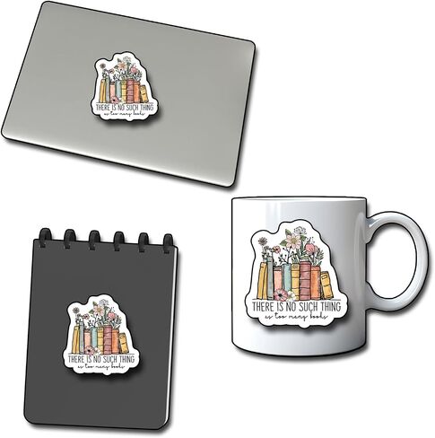 (3Pcs) There is No Such Thing As Too Many Books Sticker, Decorate Books, Laptops, Water Bottles Kindles Stickers, Phones Tumbler Sticker - Waterproof Vinyl 3" Inch in Kuwait