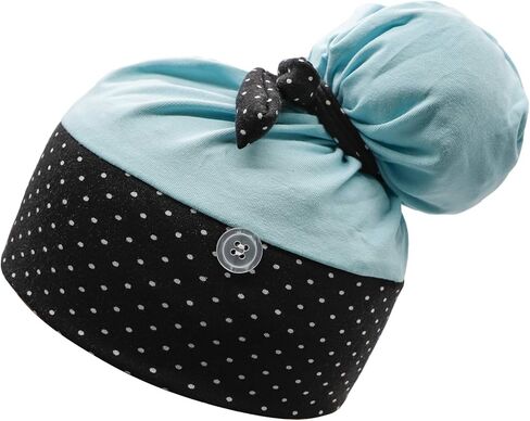 CHUANGLI قبعات عمل نسائية متماسكة قبعة عمل مع أزرار على شكل ذيل حصان وخطوط وألوان صلبة مصنوعة يدويًا in Kuwait