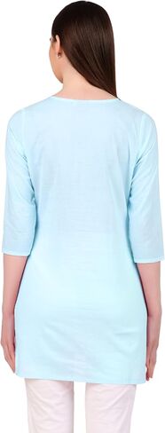 ladyline Lakhnavi Embroidered Cotton Womens Tunic Top Elegant Short Kurti Hip Length (CEK NJLS) in Saudi Arabia