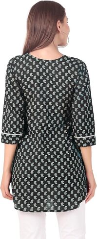 ladyline Lakhnavi Embroidered Cotton Womens Tunic Top Elegant Short Kurti Hip Length (CEK NJLS) in Kuwait