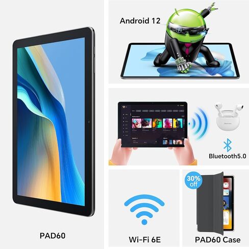 OSCAL 𝘽𝙡𝙖𝙘𝙠𝙫𝙞𝙚𝙬 Tablet 10.1 inch Android 12 Tablet, 2024 Upgraded PAD60 5GB RAM 64GB ROM (1TB TF) Tablet Android with 6580mAh Battery, 1280 x 800 HD IPS Touch Screen, Dual Camera, WiFi, BT in Kuwait