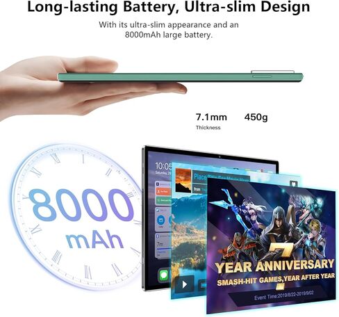 Echoamo Tablet 10 Inch 2023 Andorid 13 Tablet with Sim Card Slot Octa-core 8GB RAM 256GB ROM 1920x1200 FHD IPS Screen 13+24MP Camera,Bluetooth, GPS, 8000mAh Batterry, 5GHz 2.4G/5G WiFi 4G Tablet in Kuwait