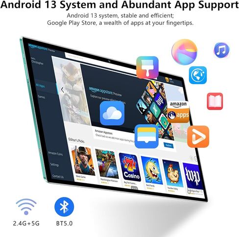 Echoamo Tablet 10 Inch 2023 Andorid 13 Tablet with Sim Card Slot Octa-core 8GB RAM 256GB ROM 1920x1200 FHD IPS Screen 13+24MP Camera,Bluetooth, GPS, 8000mAh Batterry, 5GHz 2.4G/5G WiFi 4G Tablet in Kuwait