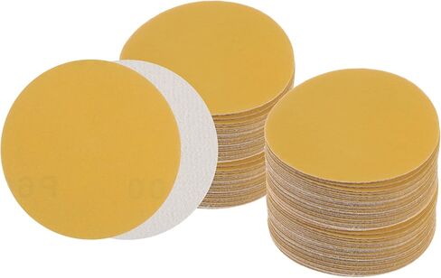 100pcs No Hole Sanding Discs- [ 3 Inch 220 Grit ] Round Hook and Loop Grip Sanding Pads Sheet Sandpaper for Automotive Woodworking Metal Polishing Use| Gold, Aluminum Oxide in Saudi Arabia