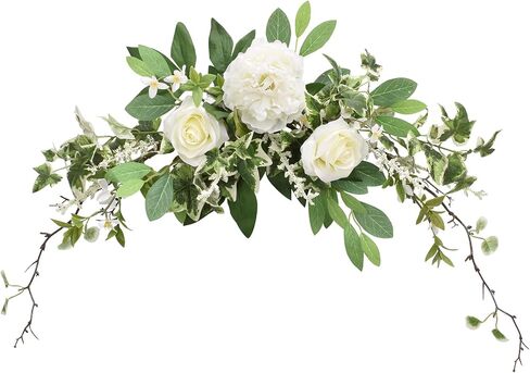 Fake Rose Flower, 6 pcs Artificial White Silk Flower Picks, Real Touch Flowers Bouquet Arrangement for Table Centerpieces, Wedding Home Office Kitchen Décor in Saudi Arabia