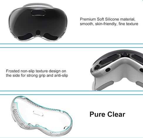 حافظة واقية شفافة من Wibrthz متوافقة مع Apple Vision Pro، غطاء واقي من مادة TPU الناعمة الشفافة والكريستال ومضاد للخدش ومضاد للصدمات لسماعات Vision Pro VR 2024 ملحقات (بدون سماعة الرأس)، أسود in Saudi Arabia