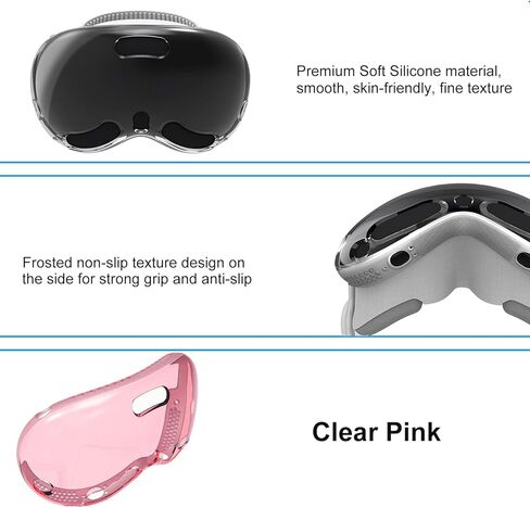 حافظة واقية شفافة من Wibrthz متوافقة مع Apple Vision Pro، غطاء واقي من مادة TPU الناعمة الشفافة والكريستال ومضاد للخدش ومضاد للصدمات لسماعات Vision Pro VR 2024 ملحقات (بدون سماعة الرأس)، أسود in Kuwait