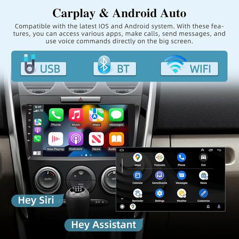 [2+64G] راديو السيارة NHOPEEW Android 13 لسيارة Mazda CX-7 2008-2015 - Carplay اللاسلكي وAndroid Auto - ستيريو سيارة بشاشة لمس 9 بوصة مع 28 سمة UI/GPS Navi/WiFi/SWC + كاميرا احتياطية AHD in Saudi Arabia