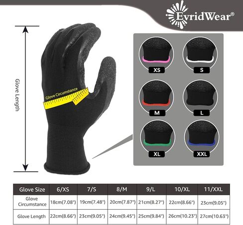 Evridwear Crinkle Latex Rubber Hand Coated Safety Work Gloves for Men Women General Multi Use Construction Warehouse Gardening Assembly Landscaping (XS-Size) 120 Pairs Pack in Kuwait