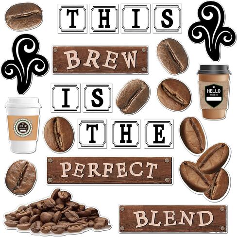 Teling 89 Pcs Industrial Cafe Bulletin Board Set Coffeehouse Themed Bulletin Board Industrial Cafe Classroom Decor Bulletin Board Themed Sets Coffee Classroom Decor for Classroom Home (Elegant Style) in Saudi Arabia