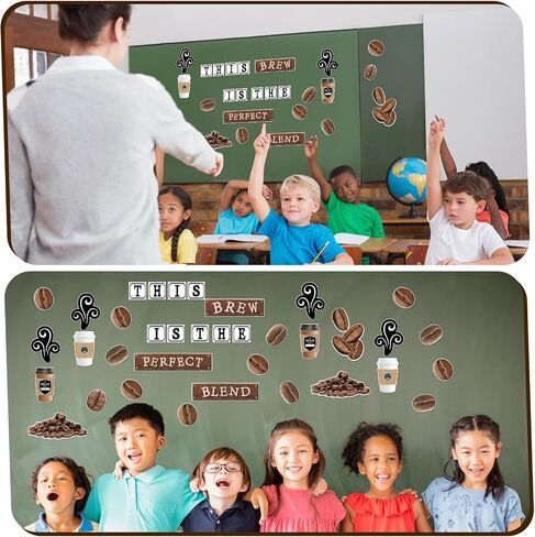 Teling 89 Pcs Industrial Cafe Bulletin Board Set Coffeehouse Themed Bulletin Board Industrial Cafe Classroom Decor Bulletin Board Themed Sets Coffee Classroom Decor for Classroom Home (Elegant Style) in Saudi Arabia