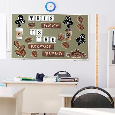 Teling 89 Pcs Industrial Cafe Bulletin Board Set Coffeehouse Themed Bulletin Board Industrial Cafe Classroom Decor Bulletin Board Themed Sets Coffee Classroom Decor for Classroom Home (Elegant Style) in Saudi Arabia
