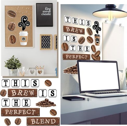 Teling 89 Pcs Industrial Cafe Bulletin Board Set Coffeehouse Themed Bulletin Board Industrial Cafe Classroom Decor Bulletin Board Themed Sets Coffee Classroom Decor for Classroom Home (Elegant Style) in Saudi Arabia