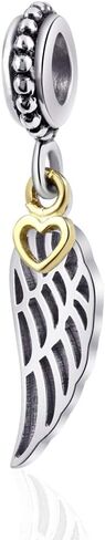 Angel Wing Charm 925 Sterling Silver Wing Pendant Feather Charm Lucky Bracelets Charm in Saudi Arabia
