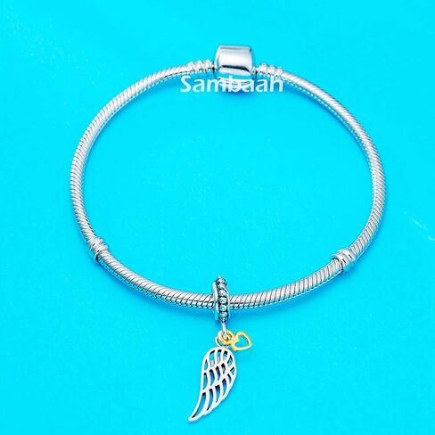 Angel Wing Charm 925 Sterling Silver Wing Pendant Feather Charm Lucky Bracelets Charm in Saudi Arabia