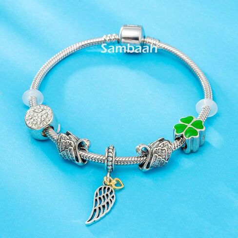 Angel Wing Charm 925 Sterling Silver Wing Pendant Feather Charm Lucky Bracelets Charm in Saudi Arabia