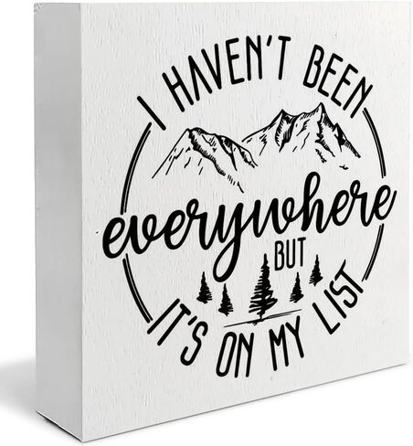 Travel Adventure Awaits Wooden Signs Desk Decor - Travel Decor, Camping Decor for Camper, Travel Gifts, I Haven't Been Everywhere but It's on My List in Saudi Arabia