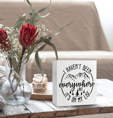 Travel Adventure Awaits Wooden Signs Desk Decor - Travel Decor, Camping Decor for Camper, Travel Gifts, I Haven't Been Everywhere but It's on My List in Saudi Arabia