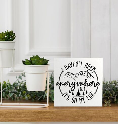 Travel Adventure Awaits Wooden Signs Desk Decor - Travel Decor, Camping Decor for Camper, Travel Gifts, I Haven't Been Everywhere but It's on My List in Saudi Arabia