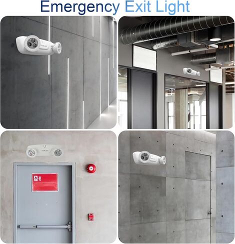 مصابيح طوارئ LED TANLUX مع بطارية احتياطية، مصابيح طوارئ تجارية قابلة للتعديل برأسين، مدرجة في قائمة UL، تيار متردد 120/277 فولت، مصابيح طوارئ سلكية للأعمال - 3 عبوات (أبيض) in Kuwait