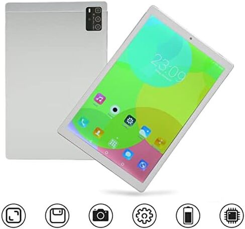 تابلت 10 بوصة - 6 جيجا 128 جيجا رام، شاشة لمس 2560x1600 IPS 2.4 جيجا 5 جيجا واي فاي تابلت مع مكبرات صوت مزدوجة 8 كور وحدة المعالجة المركزية للاتصال مع كاميرا مزدوجة 5 ميجابكسل 8 ميجابكسل لـ 11، فضي in Saudi Arabia