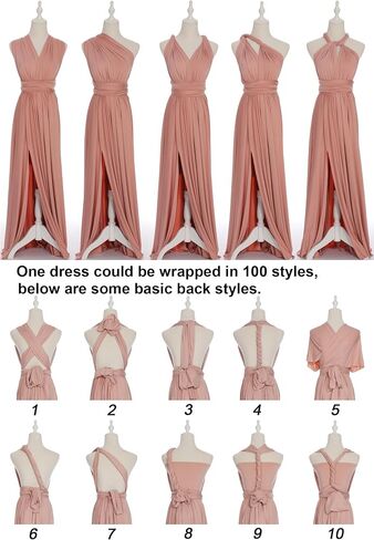 Edaydress فستان كامل الطول مع أكثر من 100 طراز متعدد الطرق لف فساتين وصيفة العروس قابلة للتحويل بفتحة لا متناهية in Kuwait