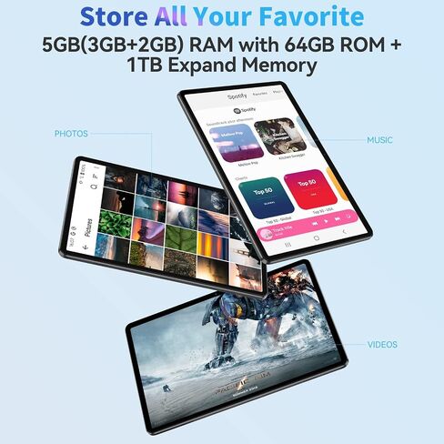 تابلت بلاك فيو أندرويد 12، 10.1 بوصة مع تاب 7 واي فاي، ذاكرة وصول عشوائي 5 جيجابايت، 64 جيجابايت ذاكرة تخزين داخلية مع توسيع 1 تيرابايت، بطارية 6580 مللي أمبير في الساعة، شاشة لمس IPS HD+، تابلت 5 ميجابكسل معتمد من Google GMS للأطفال، رمادي in Kuwait