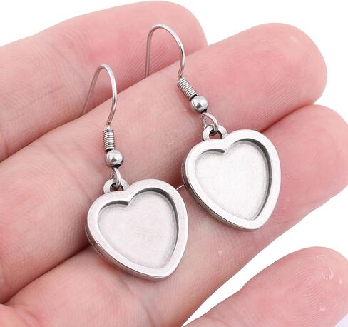 20pcs Stainless Steel Earring Bezel Blanks Fit 12mm Round Cabochon Earrings Setting Trays DIY Ear Hooks Findings for Jewelry Making Kit supplies in Kuwait