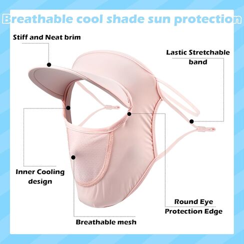 3 Pcs Ice Silk Full Face Mask Sunscreen Face Veil UV Protection Hats for Women UV Protection Sun Shade Hats Summer in Saudi Arabia
