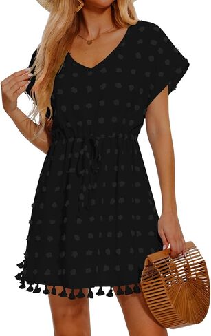 Women Swimsuit Coverup Swiss Dot Bathing Suit Cover Ups for Swimwear Beach Bikini Dress in Saudi Arabia