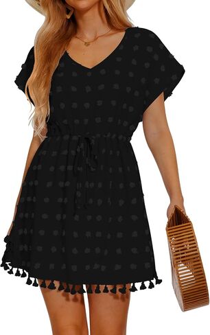 Women Swimsuit Coverup Swiss Dot Bathing Suit Cover Ups for Swimwear Beach Bikini Dress in Saudi Arabia