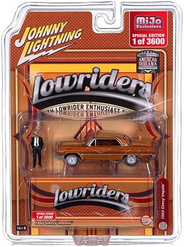 جولة 2 1963 تشيفي إمبالا لوريدر برتقالية مع رسومات وشكل دييكاست إصدار محدود إلى 3600 قطعة في جميع أنحاء العالم 1/64 نموذج سيارة دييكاست من جوني لايتنينج JLCP7459 in Kuwait