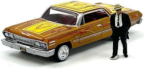 جولة 2 1963 تشيفي إمبالا لوريدر برتقالية مع رسومات وشكل دييكاست إصدار محدود إلى 3600 قطعة في جميع أنحاء العالم 1/64 نموذج سيارة دييكاست من جوني لايتنينج JLCP7459 in Kuwait