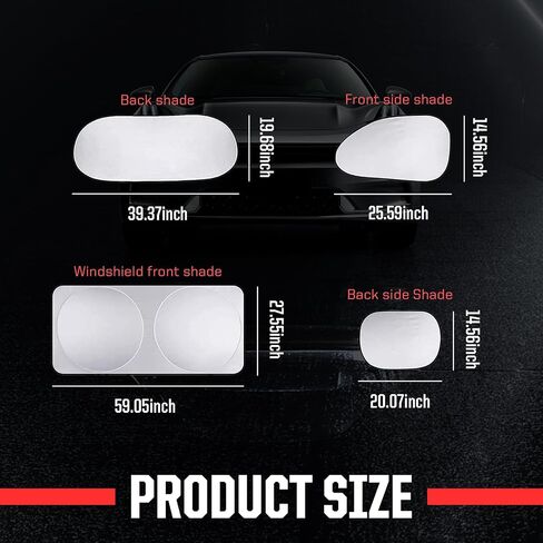 6 Pack Car Windshield Cooling Cover, 2 Pack Vehicle Front Rear UV Protector Set, 4 Pack Waterproof Side Window Sun Shade, Universal Foldable Sun Heat Block Hood for Truck SUV Car (Silver) in Saudi Arabia