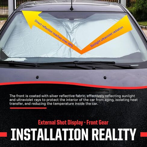 6 Pack Car Windshield Cooling Cover, 2 Pack Vehicle Front Rear UV Protector Set, 4 Pack Waterproof Side Window Sun Shade, Universal Foldable Sun Heat Block Hood for Truck SUV Car (Silver) in Saudi Arabia