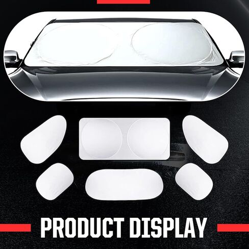 6 Pack Car Windshield Cooling Cover, 2 Pack Vehicle Front Rear UV Protector Set, 4 Pack Waterproof Side Window Sun Shade, Universal Foldable Sun Heat Block Hood for Truck SUV Car (Silver) in Saudi Arabia