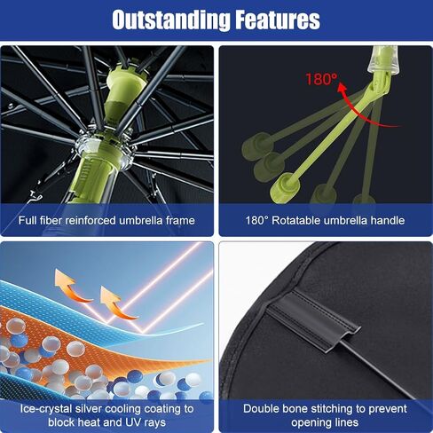 مظلة شمس للزجاج الأمامي للسيارة - مظلة شمسية قابلة للطي للسيارة من الأشعة فوق البنفسجية للحماية من أشعة الشمس فوق البنفسجية للسيارة مع حقيبة تخزين، مظلة سيارة للزجاج الأمامي للسيارات والشاحنات وسيارات الدفع الرباعي MPVs in Kuwait