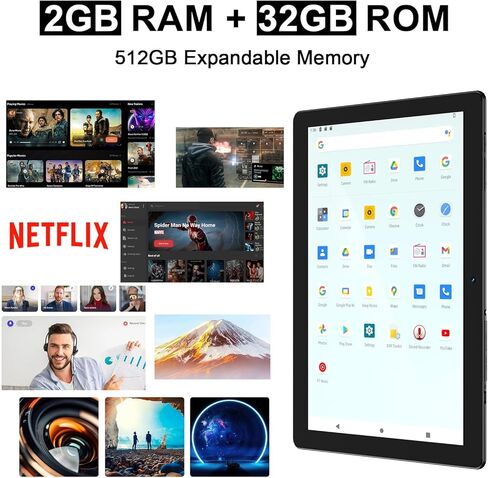 تابلت 10 بوصة تابلت أندرويد مع ذاكرة وصول عشوائي 2 جيجابايت، ذاكرة وصول عشوائي 32 جيجابايت، 512 جيجابايت قابلة للتوسيع، رباعي النواة، شاشة IPS عالية الدقة، كاميرا مزدوجة 2.0 ميجابكسل + 8.0 ميجابكسل، واي فاي، بلوتوث، جهاز لوحي ثابت ببطارية 6000 مللي أمبير  in Kuwait